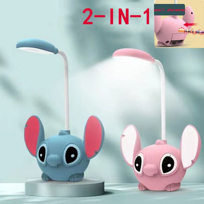 Led Lilo & Stitch Bureaulamp Met Puntenslijper Opvouwbaar Licht Schattig Bureau Klein Boeklamp Usb Oplaadlicht Cadeau