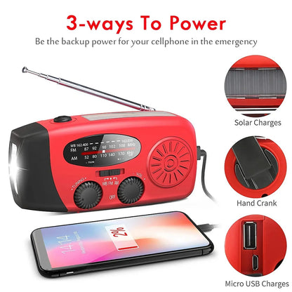 Stonego Multifunctionele Fm Radio Outdoor Nood Hand-Crank Generator Zonne-Energie Mobiele Telefoon Opladen Verlichting Tafellamp