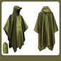 Outdoor 3-in-1 waterdichte militaire regenjas met capuchon, poncho, kamperen, wandelen, reizen, regenopvang, tentjas,