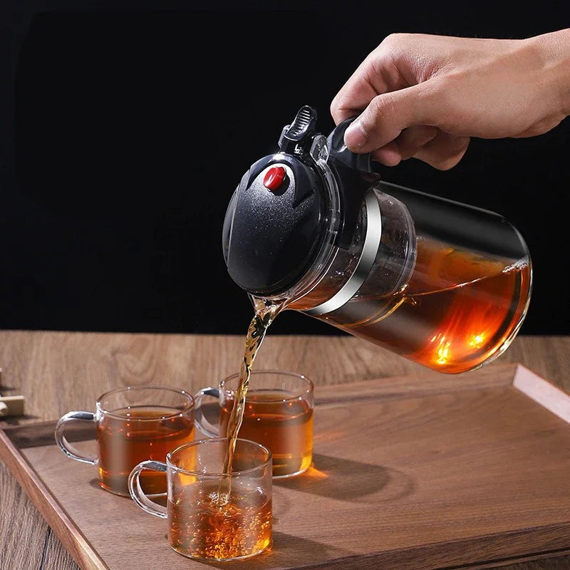 Hittebestendige glazen theepot Filtering met één klik Theepot Thee Waterscheiding Filter Theemaker Koffiepot Theeservies voor thuis