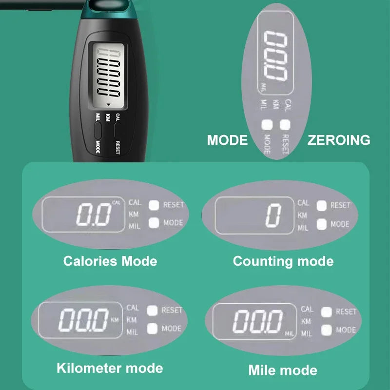 Springtouw, sport, draadloos, met teller, jump rope verstelbaar met digitale kilometerkilometer en teller, kogellagers van staal