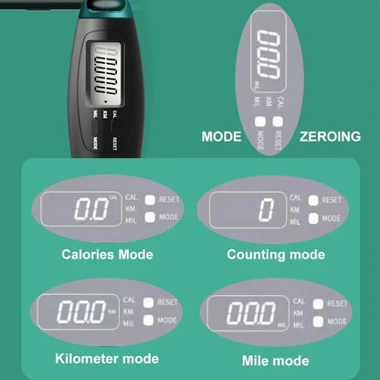 Springtouw, sport, draadloos, met teller, jump rope verstelbaar met digitale kilometerkilometer en teller, kogellagers van staal