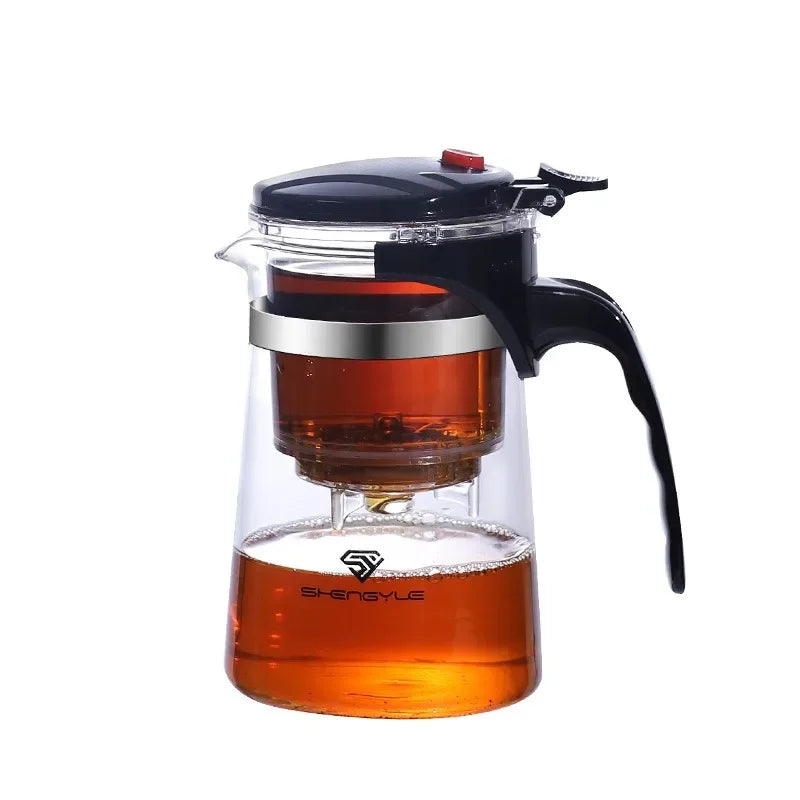 Hittebestendige glazen theepot Filtering met één klik Theepot Thee Waterscheiding Filter Theemaker Koffiepot Theeservies voor thuis