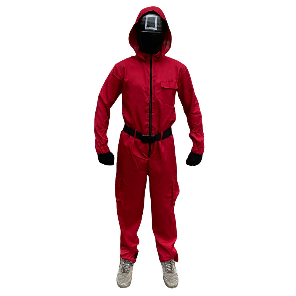 Squid Game Kostuum + Masker, Riem & Handschoenen
