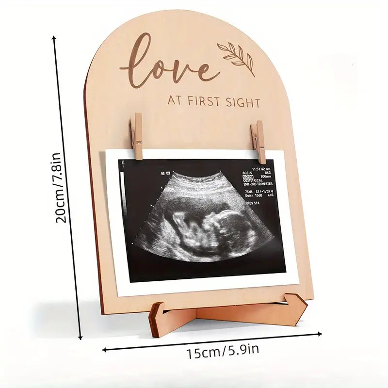Houten Ultrasone Fotolijst - Dubbelzijdig Zwangerschapsaankondiging Bord, Perfect Cadeau voor Nieuwe Moeders & Kamerdecoratie