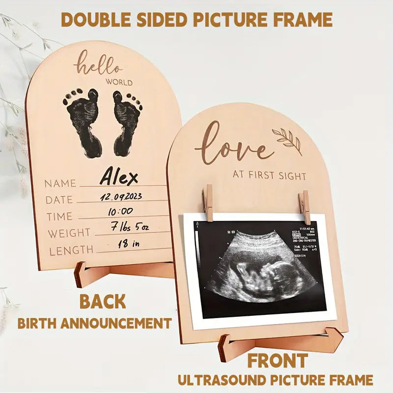 Houten Ultrasone Fotolijst - Dubbelzijdig Zwangerschapsaankondiging Bord, Perfect Cadeau voor Nieuwe Moeders & Kamerdecoratie