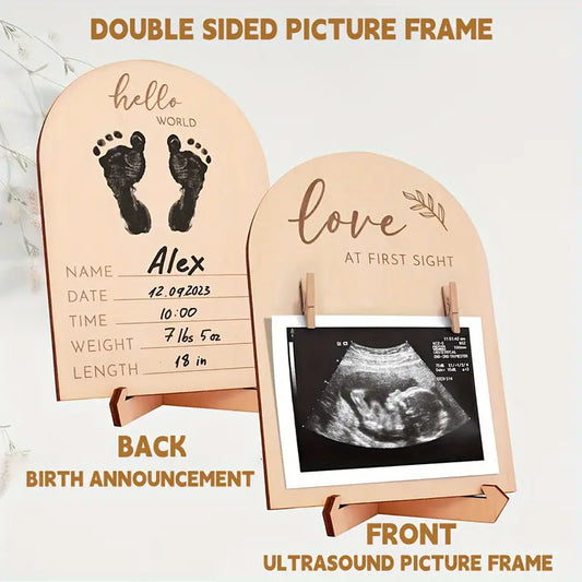 Houten Ultrasone Fotolijst - Dubbelzijdig Zwangerschapsaankondiging Bord, Perfect Cadeau voor Nieuwe Moeders & Kamerdecoratie