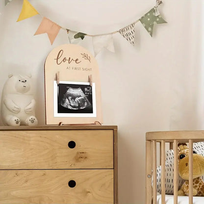 Houten Ultrasone Fotolijst - Dubbelzijdig Zwangerschapsaankondiging Bord, Perfect Cadeau voor Nieuwe Moeders & Kamerdecoratie
