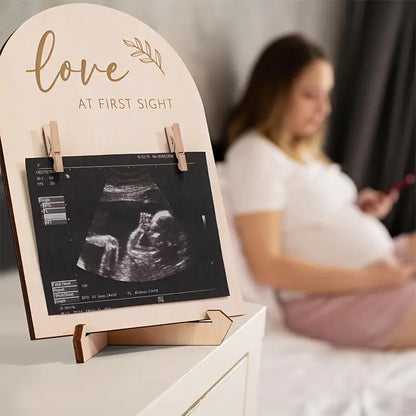Houten Ultrasone Fotolijst - Dubbelzijdig Zwangerschapsaankondiging Bord, Perfect Cadeau voor Nieuwe Moeders & Kamerdecoratie
