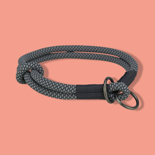 Trixie - Halsband Hond Soft Half-Slip Zwart / Grijs