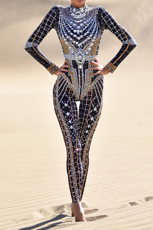 Dominique luxury rhinestone jumpsuit