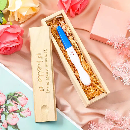 Houten Zwangerschapstest Aandenkensdoos - Het Perfecte Geschenk voor het Aankondigen van een Nieuwe Aankomst - Ideaal voor Grootouders en Vaders